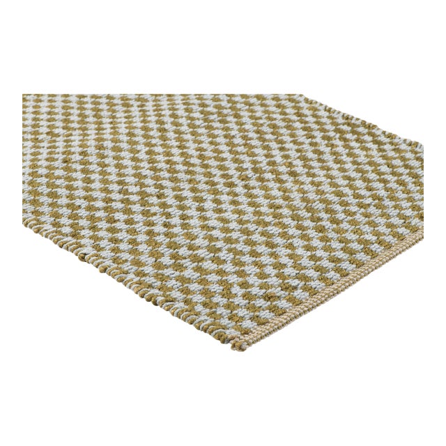 Part & Parcel Goods Textured Check Rug, 5'x8', Moss and Pale Blue For Sale