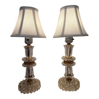 Vintage 1930's Crystal Round Boudoir Lamps - a Pair For Sale