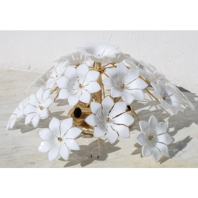 1980s 1980s Audrey Hepburn, Delicious Murano Glass Ceiling Light White Wall Light Flowers For Sale - Image 5 of 16