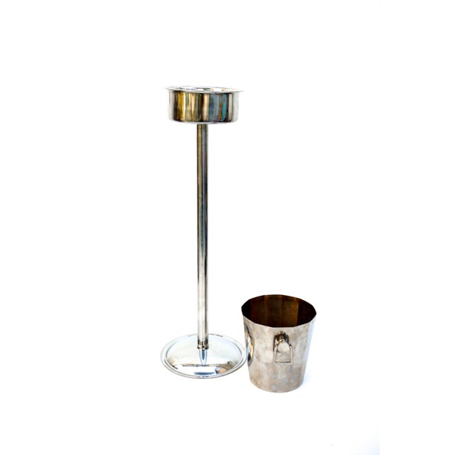 Art Deco Silver Geometric Champagne Chiller & Stand Chairish
