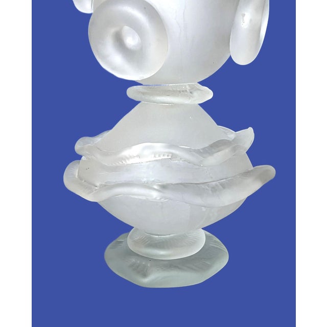 Vintage Satin Glass Centerpiece in the Style of Lalique For Sale - Image 9 of 16