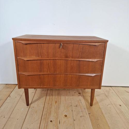 Small Vintage Three-Drawer Chest Mid-Century Scandinavian Teak Design, 1960s For Sale - Image 3 of 8