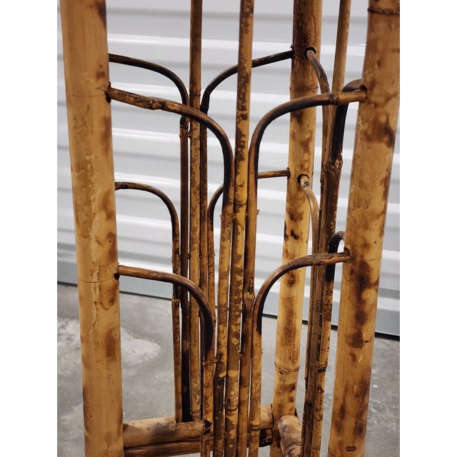 Wood Vintage Mid-Century Bamboo Tortoise Shell Plant Stand For Sale - Image 7 of 9