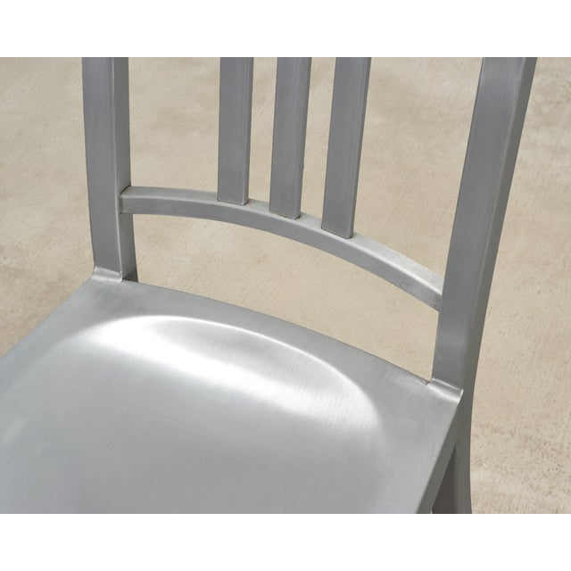 Pair of Emeco 'Navy' Bar Counter Stools in Brushed Aluminum For Sale - Image 9 of 17