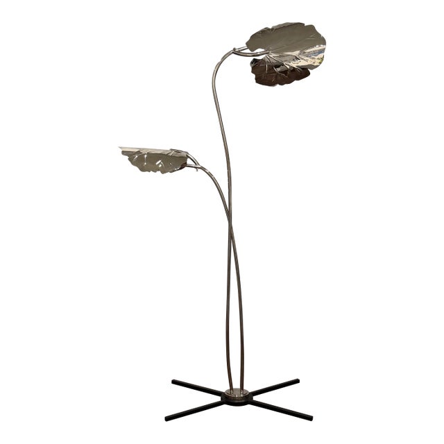 Organically Glamorous “Rimini” Nickel Floor Lamp by Global Views For Sale