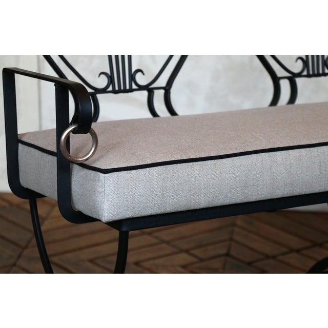 1950s Iron Lyre Back Settee With Brass Swan Heads & Paw Feet by Maison Jansen For Sale - Image 11 of 18