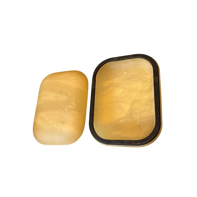 Gold Mid Century Italian Golden Alabaster Box and Vase Set For Sale - Image 8 of 18