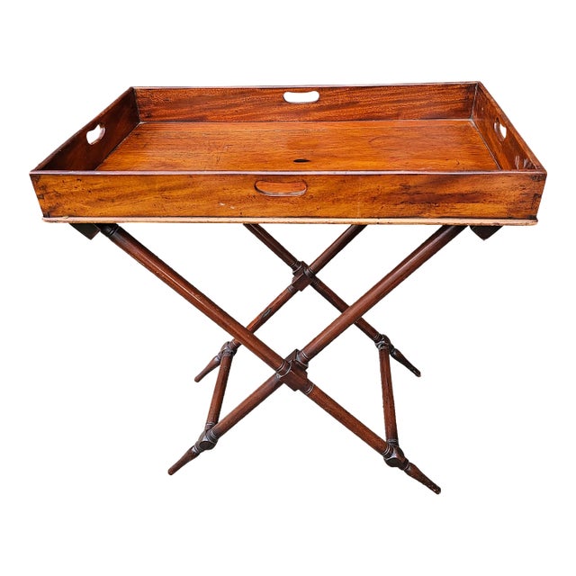 19th Century English Mahogany Butler's Tray Table For Sale