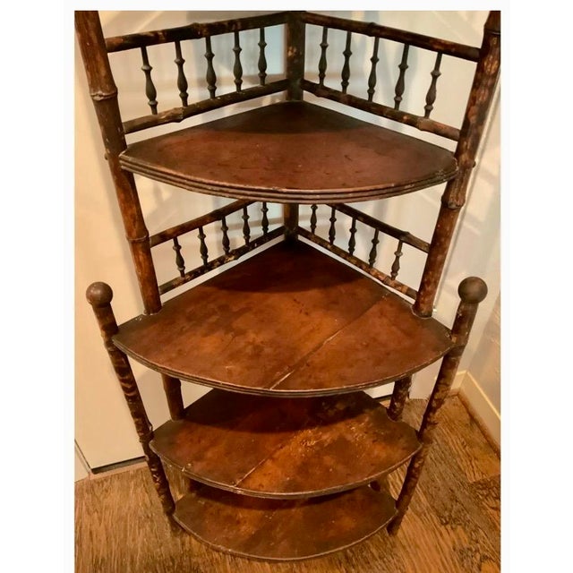 Early 20th Century Early 20th Century Victorian Bamboo Corner Five-Tier Shelf For Sale - Image 5 of 6