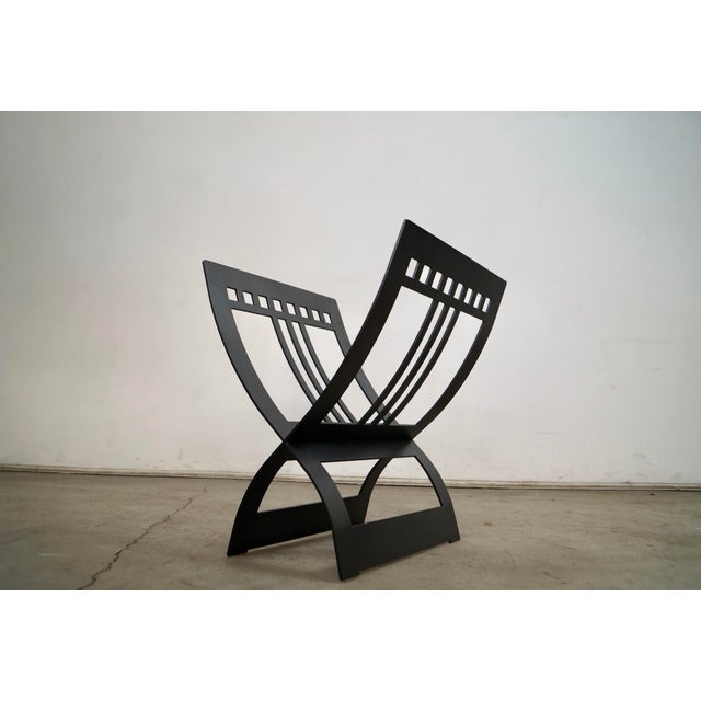 Arts & Crafts Style Solid Metal Log Holder / Magazine Rack | Chairish