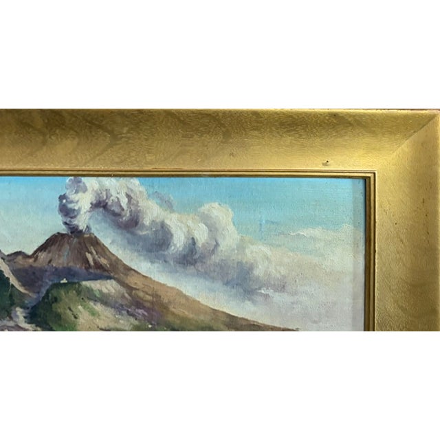 Early Oil Painting - Landscape - Mount Vesuvius and the Bay of Naples, Italy, Signed For Sale - Image 10 of 16