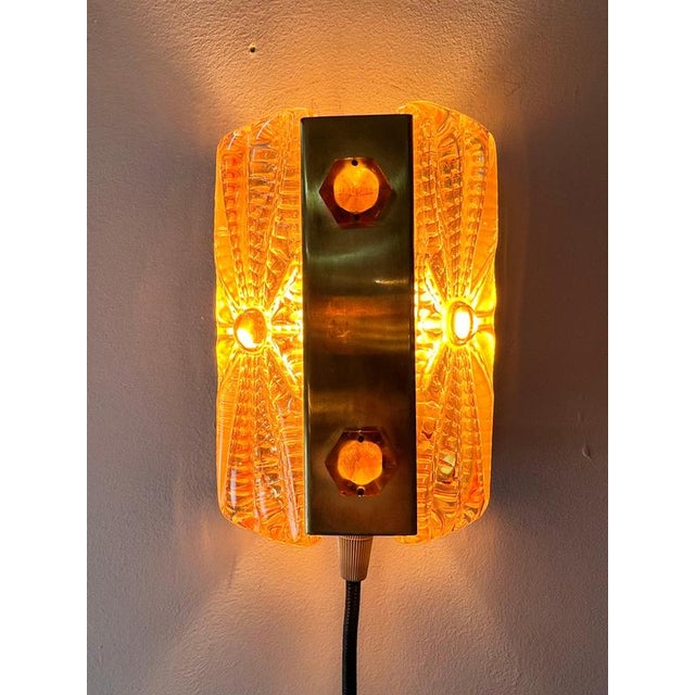 Brown Glass and Brass Wall Lamp from Vitrika For Sale - Image 8 of 10