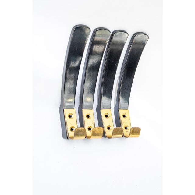 Wall Hooks in Bakelite and Brass, Vienna, 1950s, Set of 4 For Sale - Image 4 of 5