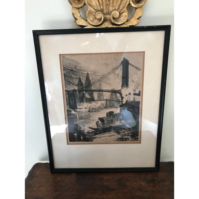 Gorgeous 19th century lithograph print of the Brooklyn Bridge By Margret Hars Swanson East Run from Brooklyn 16th and 1st...