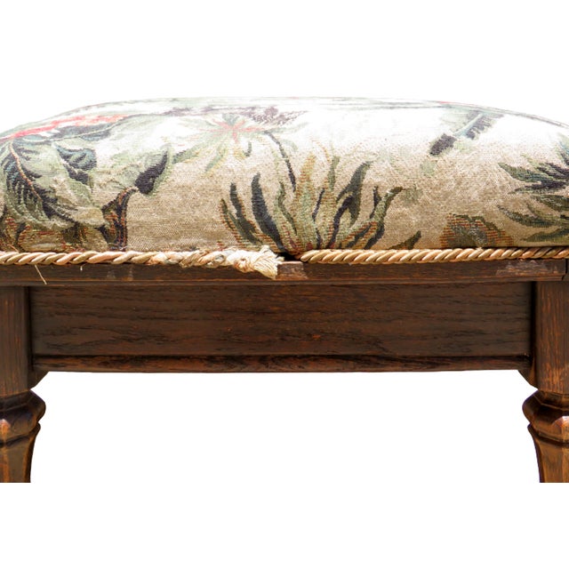 English Carved Wood Upholstered Ottoman For Sale In Tulsa - Image 6 of 6