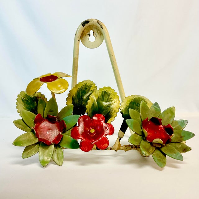 1940s 1940s Vintage Italian Boho Chic Flora Tole Hand Picture-Plate Easel Rack, Wall-Mounted or Tabletop For Sale - Image 5 of 11