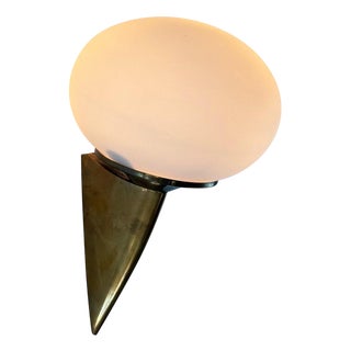 Italian Lancia Wall Sconce in Brass and Opaline Glass from Stilux Milano, 1960s For Sale