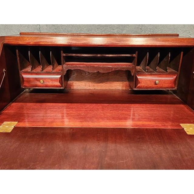 Early 20th Century Antique Mohogany Drop Front Secretaire Writing Desk For Sale - Image 9 of 12