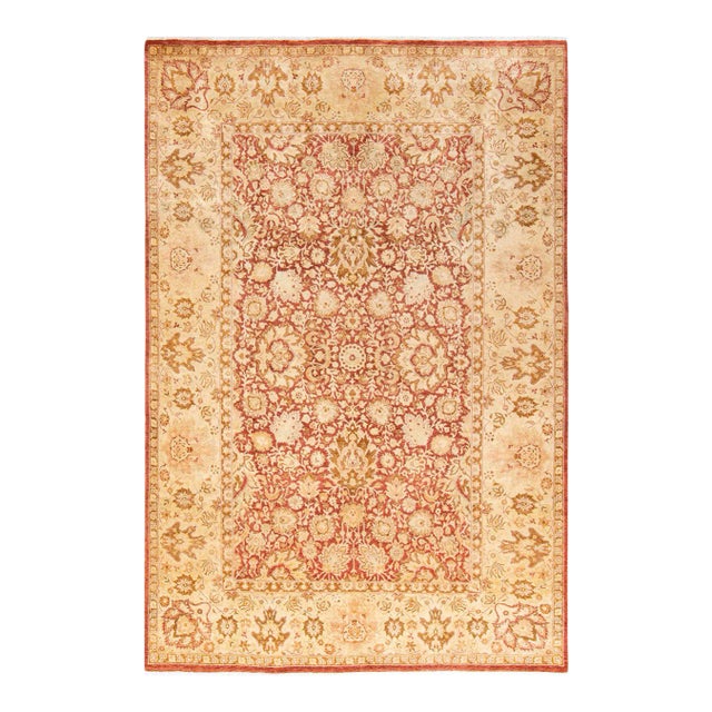 Vintage Moroccan Hand Knotted Wool Area Rug, Orange - 6'1" X 9'1" For Sale