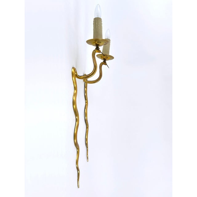 Vintage Cast Brass Cobra Wall Lamps from Maison Jansen, 1960s, Set of 2 For Sale - Image 17 of 18