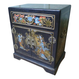 Small Chinoiserie Cupboard in Black Lacquer, 1960 For Sale
