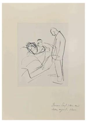 Hermann Paul, En Attendant l'Ami, Ink Drawing, 1890s