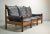 Sturdy mid-century soft black leather Scandinavian sofa produced in the 1960s in style of the Danish designer Arne Norell....