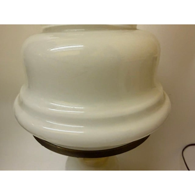 Vintage Victorian "Gone With the Wind" Floral Milk Glass Hurricane Parlor Lamp For Sale - Image 11 of 16