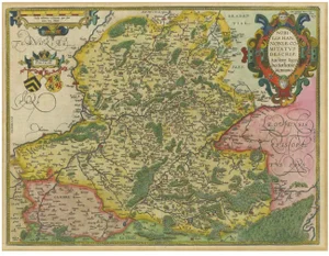 Hand-Colored French-Belgian Border Map, 1590