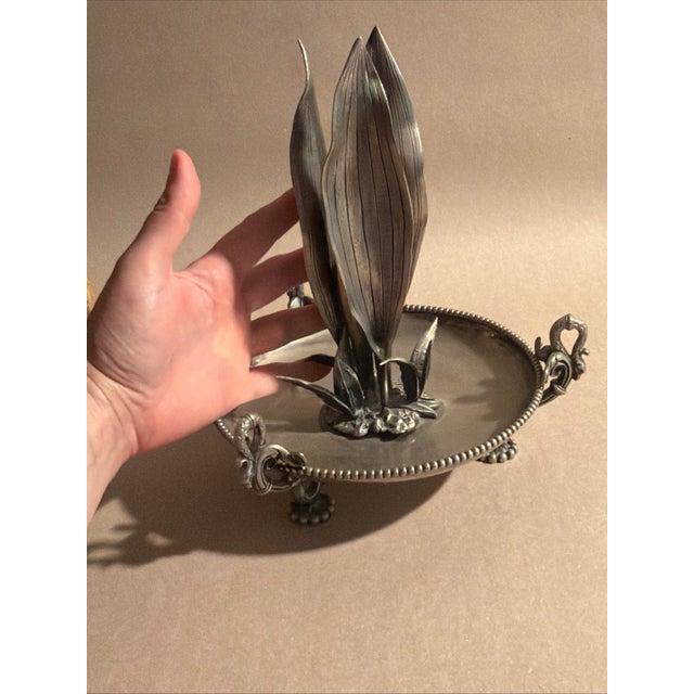 Late 19th Century 1890s Very Fine Victorian Silverplate and Glass Vase Fauna and Trumpet Antique For Sale - Image 5 of 7