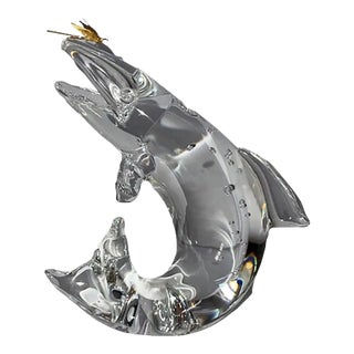 Vintage Steuben Trout With 18k Gold Fly Figurine For Sale