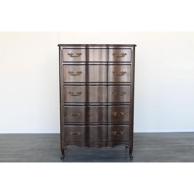 Vintage French Style Highboy Chest of Drawers For Sale - Image 4 of 4