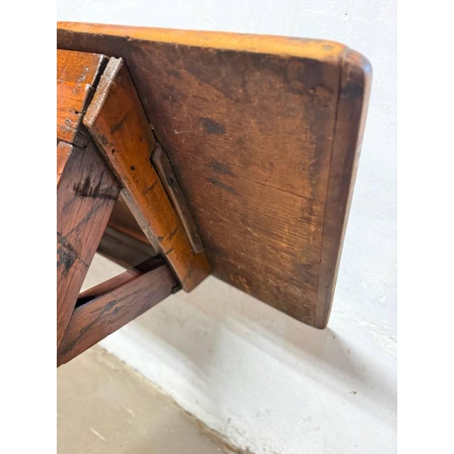 Antique 19th Century Farmhouse Rustic Style Trestle Base Solid Wood Dining Table For Sale - Image 9 of 18