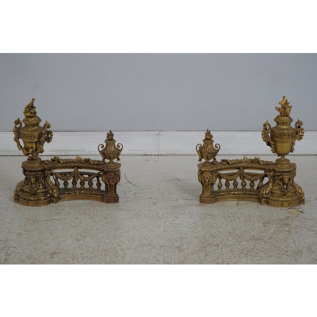 Metal Vintage Louis XVI 19th Century Fire Screen Fireplace Andiron Set For Sale - Image 7 of 18