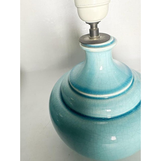 Vintage Blue Ceramic Table Lamps, France, 1970s, Set of 2 For Sale - Image 6 of 13