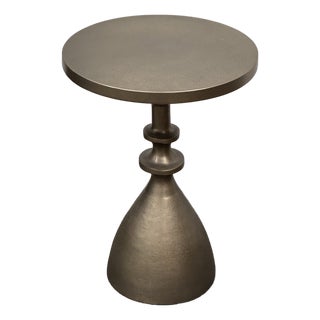 Arhaus Sculptural Bronze Finish Pedestal Martini Side Table For Sale