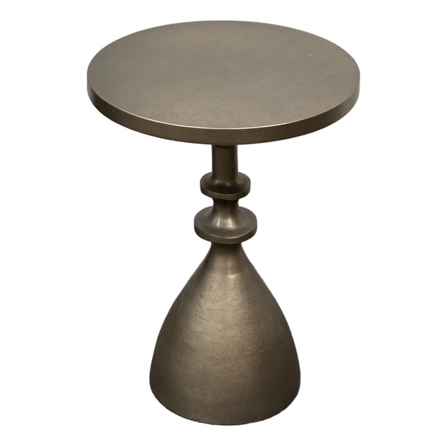 Arhaus Sculptural Bronze Finish Pedestal Martini Side Table For Sale