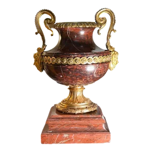 Louis XVI Style Marble Urn With Bronze Dore Mounts
