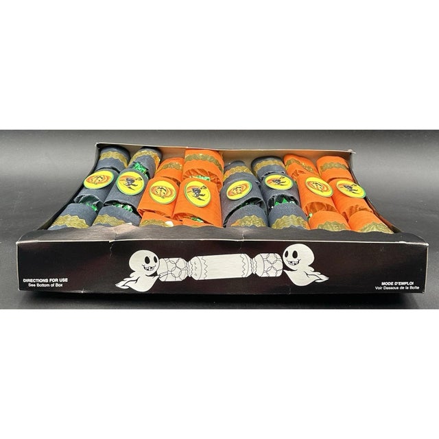 Orange Vintage Celebration Party Crackers Halloween Crepe Paper Party Favors Set of 8 For Sale - Image 8 of 9