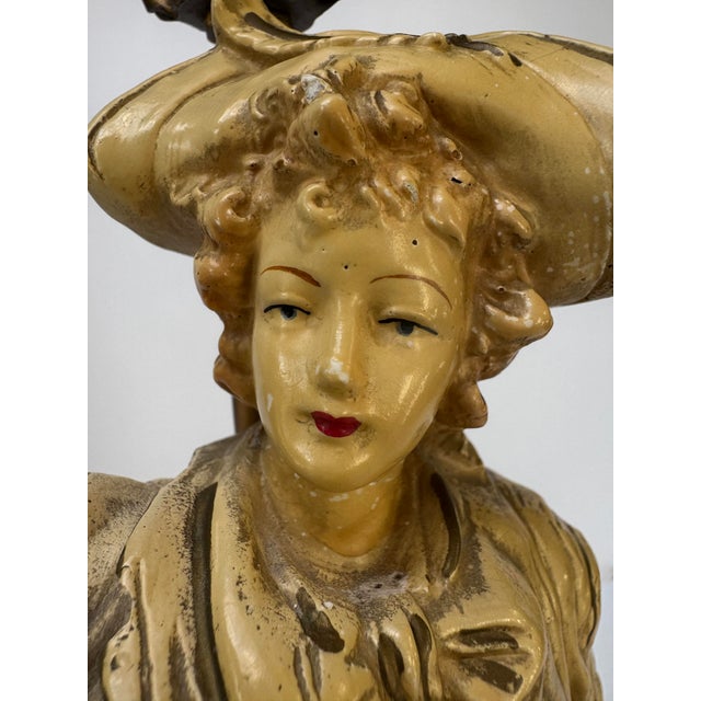 Cream Vintage Claridge Shops Chalkware Gentleman Figural Table Lamp For Sale - Image 8 of 18