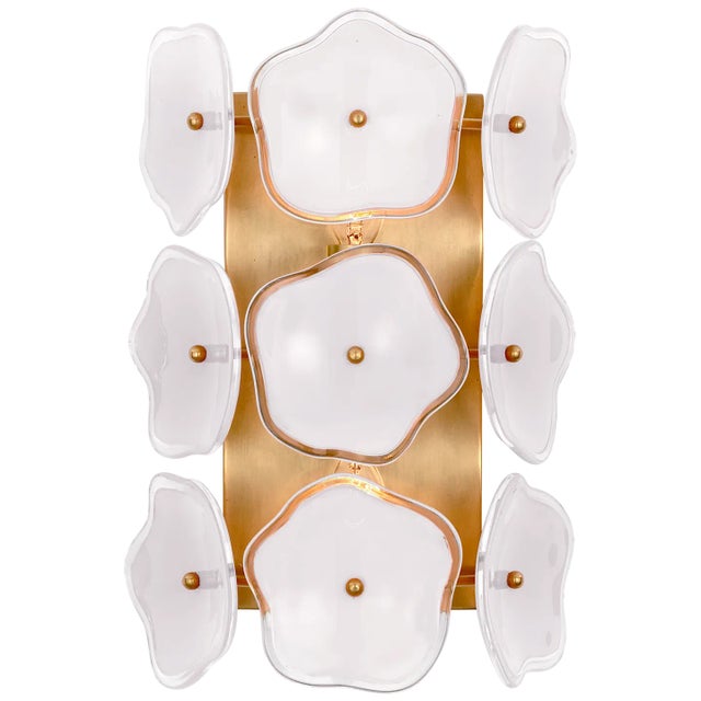 Kate Spade New York for Visual Comfort Signature Leighton Small Sconce in Soft Brass with Cream Tinted Glass For Sale