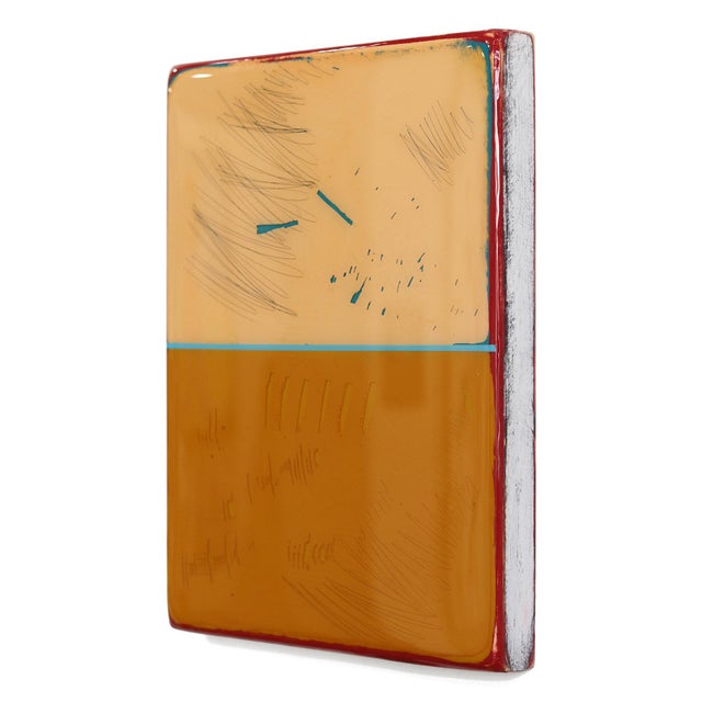 Contemporary The Window 379 - Contemporary Shiny Resin Minimalist Brown Yellow Tone Artwork by Ricky Hunt For Sale - Image 3 of 9