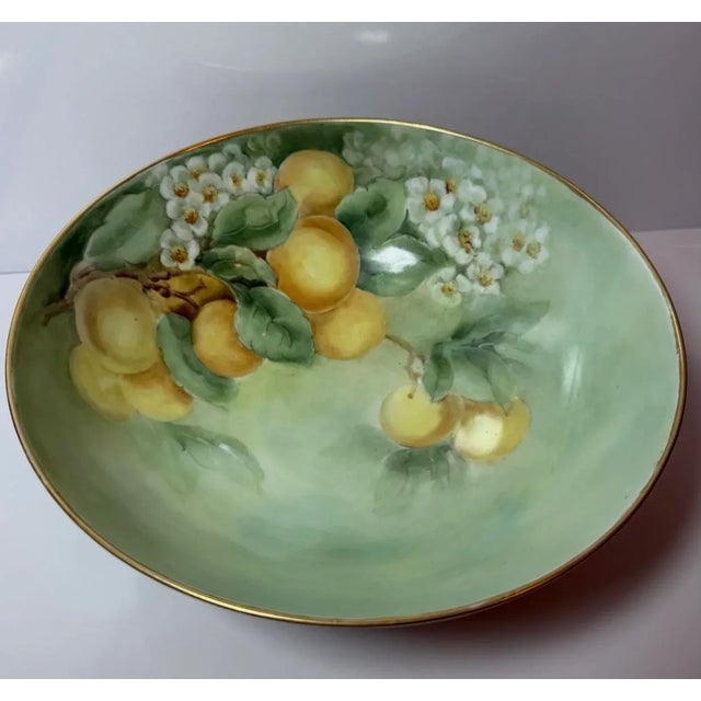 Limoges, France Rare Jean Pouyat Limoges Hand-Painted Punch Bowl on Original Ceramic Stand (1890-1932) For Sale - Image 4 of 18