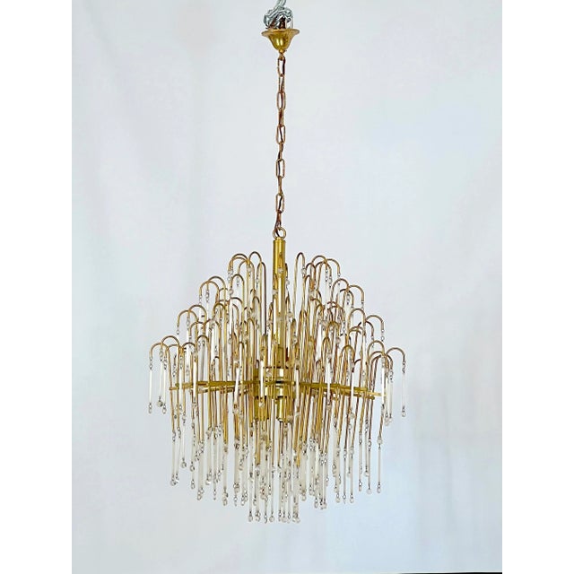 Mid-Century Italian Brass and Glass Chandelier, 1970s For Sale - Image 11 of 11