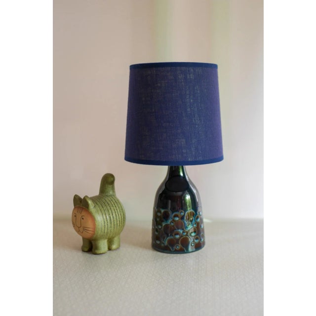 Mid-Century Modern Pottery Table Lamp with Candy Glazing from Söholm, Denmark., 1960s For Sale - Image 4 of 13