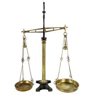 English Shop Scales in Brass and Cast Iron, 20th Century For Sale