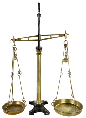 English Shop Scales in Brass and Cast Iron, 20th Century