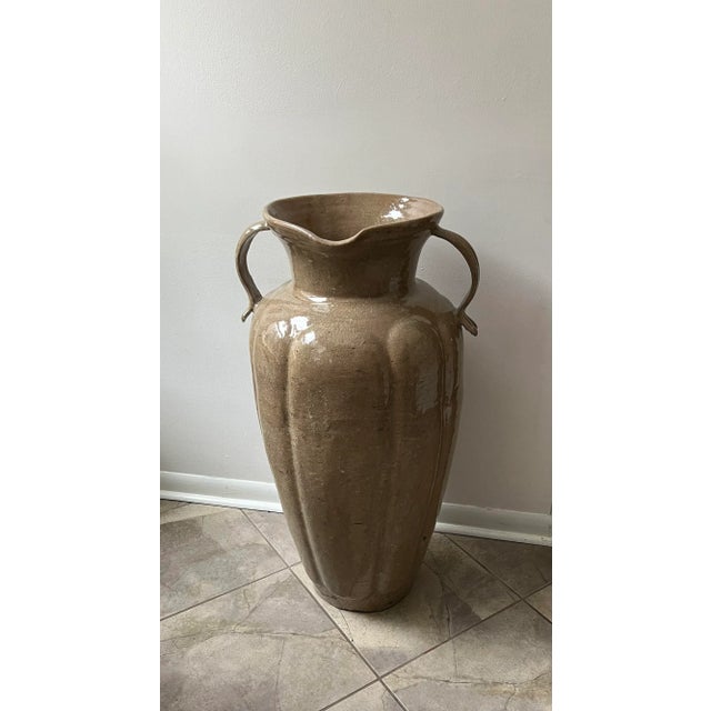 Large Vintage 1950s Spanish Glazed Ceramic Urn For Sale - Image 10 of 12