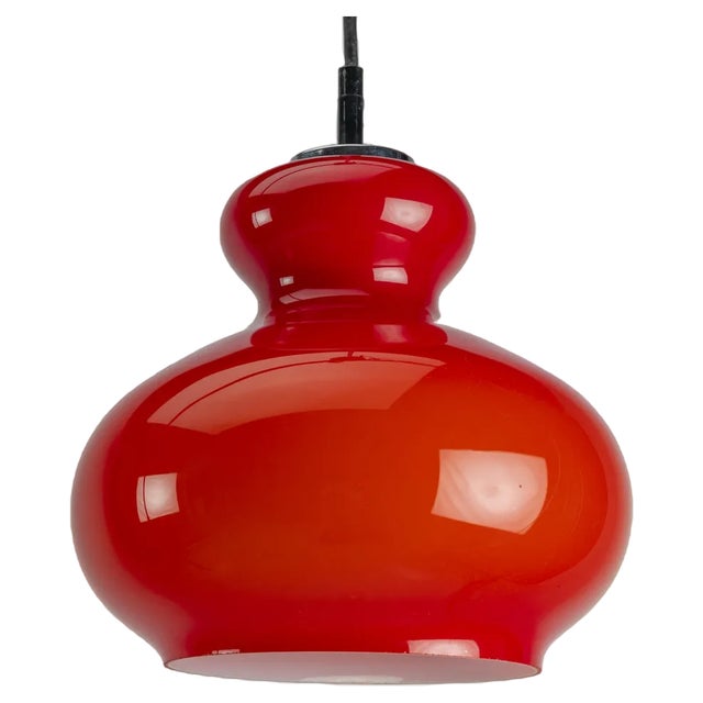 Onion Pendant Lamp in Red from Peill & Putzler, 1970s For Sale