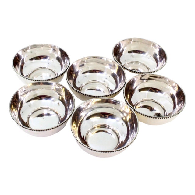 Silver Washbasins with Pearly Edges, Set of 6 For Sale